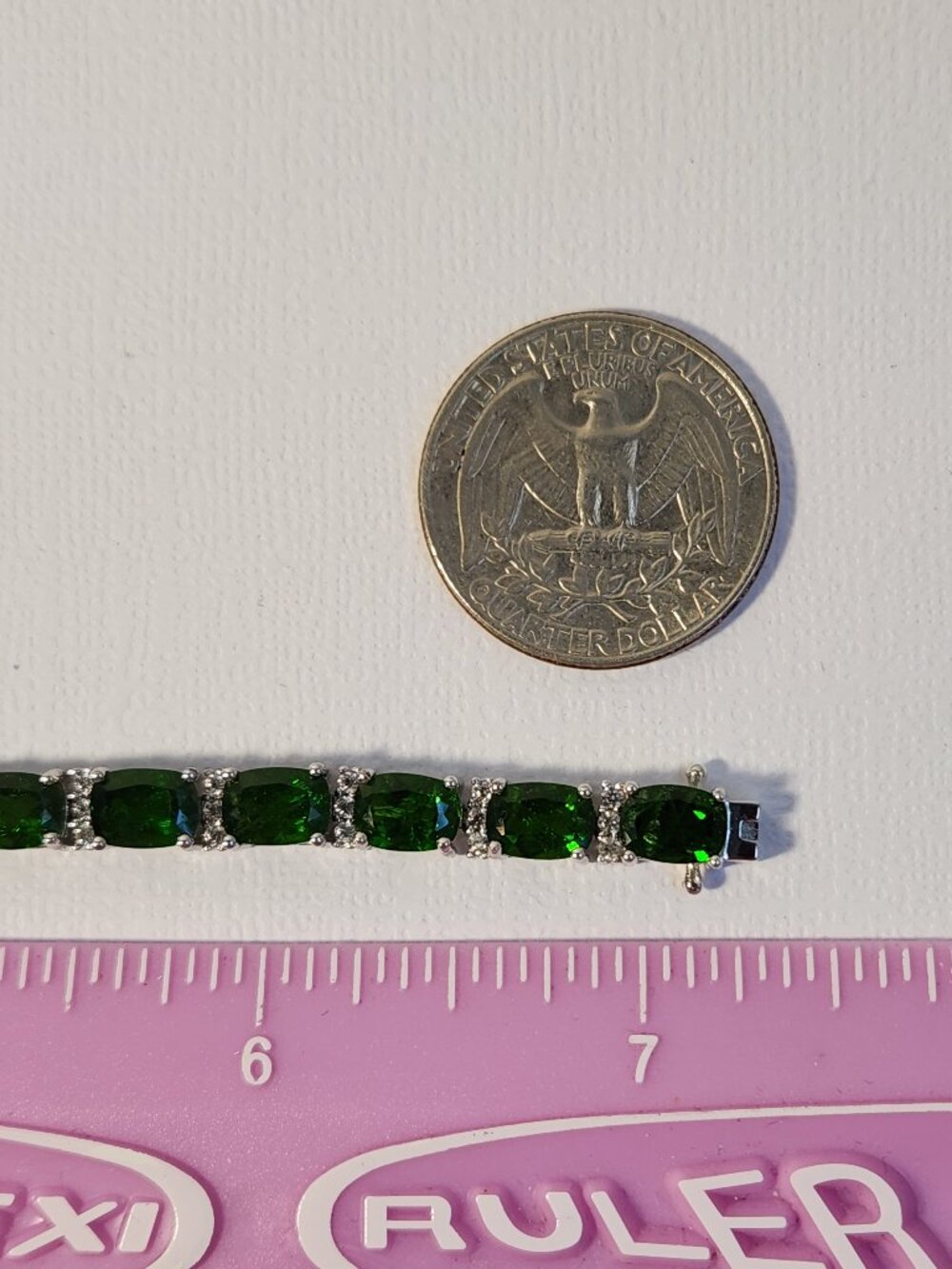 VTG 925 Chrome Diopside & Madiera Citrine & White Zircon 7" Bracelet Irish Theme - Picture 10 of 13